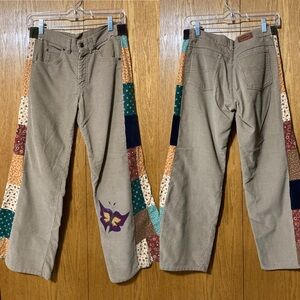 Bohemian Patchwork Flare Pants in Tan